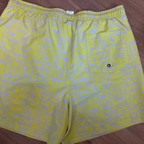 Open Edit Mens NWT Yellow Swim Trunks Elastic Waist Pockets Med - Picture 2 of 6